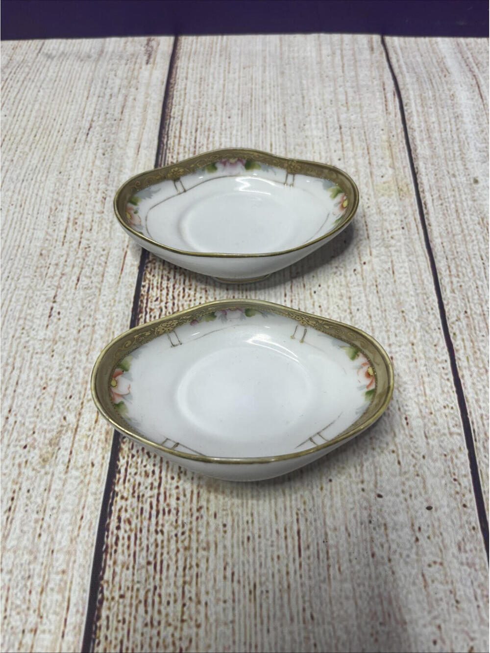 Petite Nippon Trinket Bowls Floral And Gold Pattern Granny Core